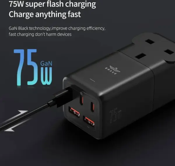 BRAVE TRAVEL DESKTOP POWER STRIP WITH 75W GAN CHARGER | BTC-31